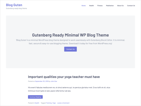 Blog Guten - Gutenberg WordPress Blog Theme